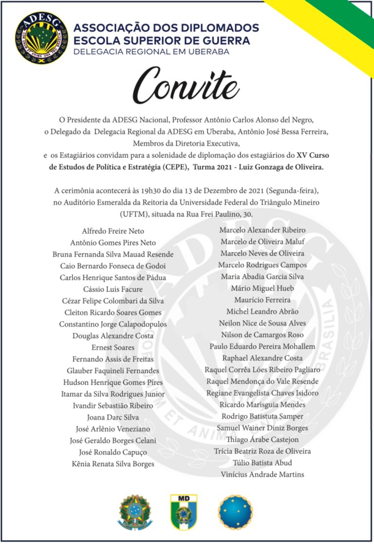 D I P L O M A Ç Ã O   -   XV  CEPE   TURMA  2021